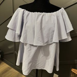 Blue and white off the shoulder top XL